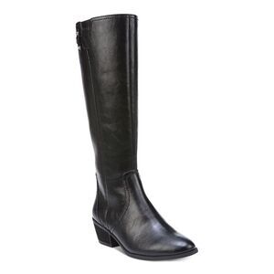DR SCHOLLS Womens Black Strap Brilliance Almond Toe Block Heel Riding Boot 6.5 M